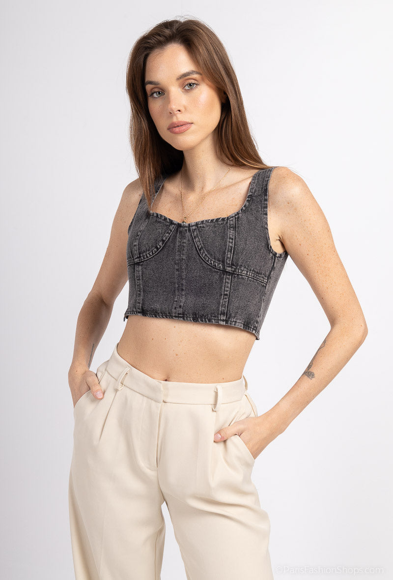 Grey denim top
