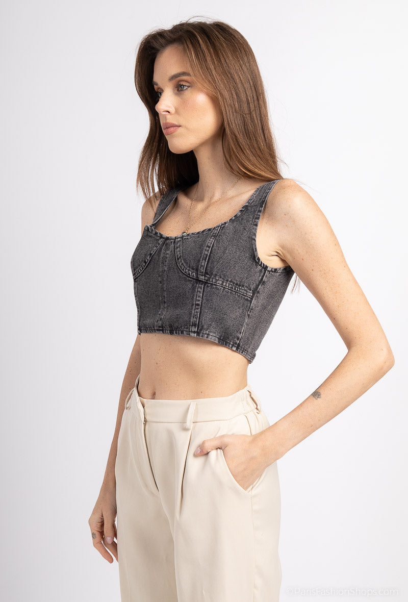 Grey denim top