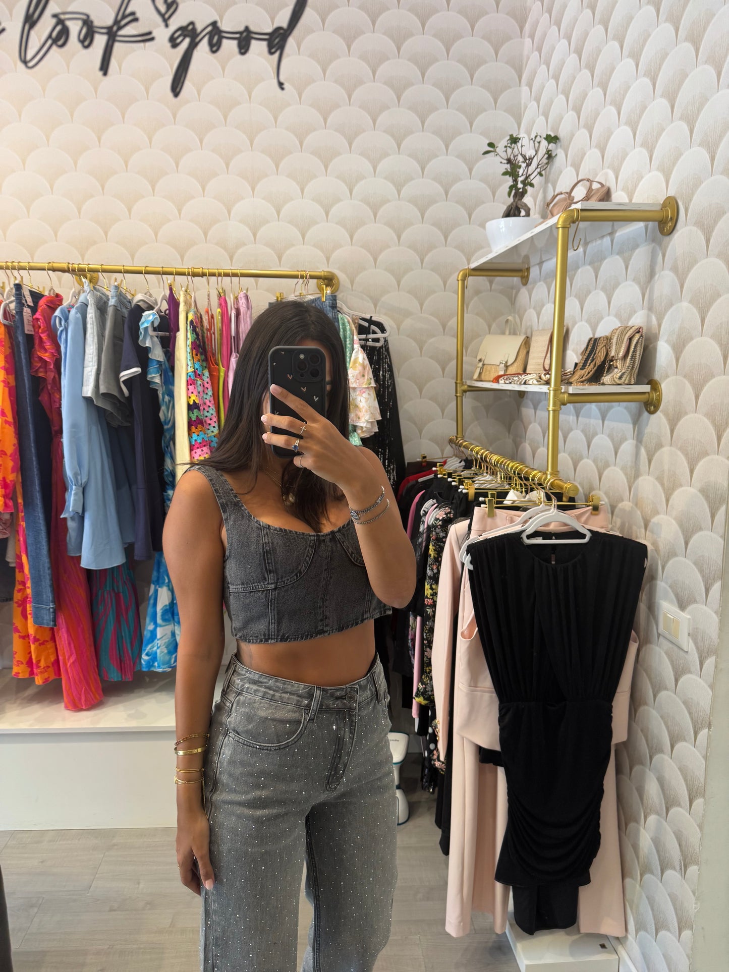 Grey denim top