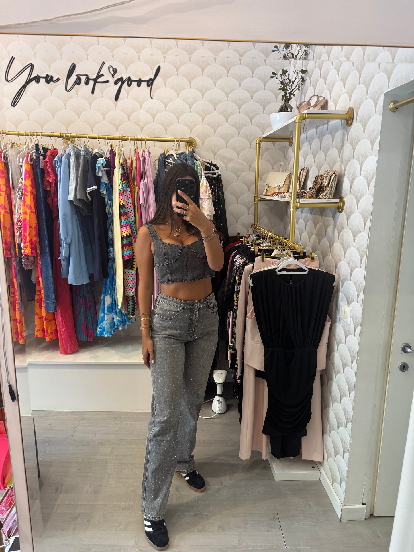 Grey denim top