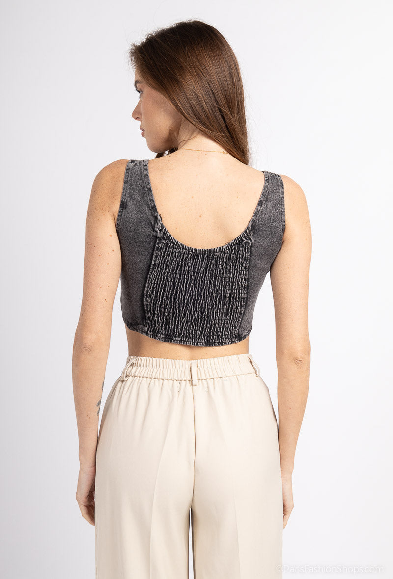 Grey denim top